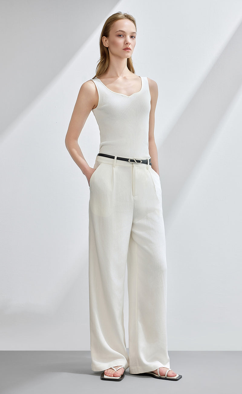 High Waist Pleated Wide Leg Pants