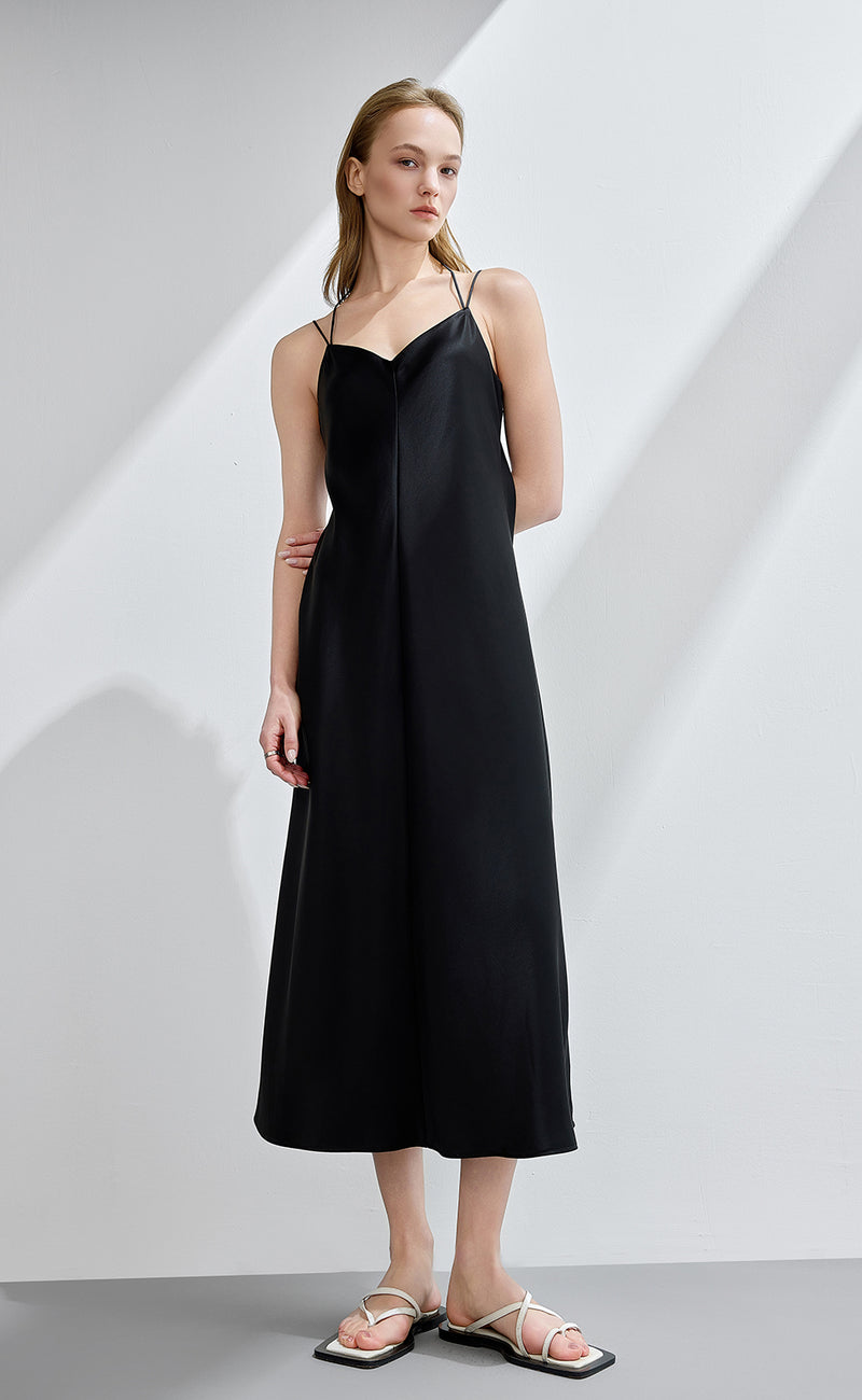 Strappy Satin Midi Dress