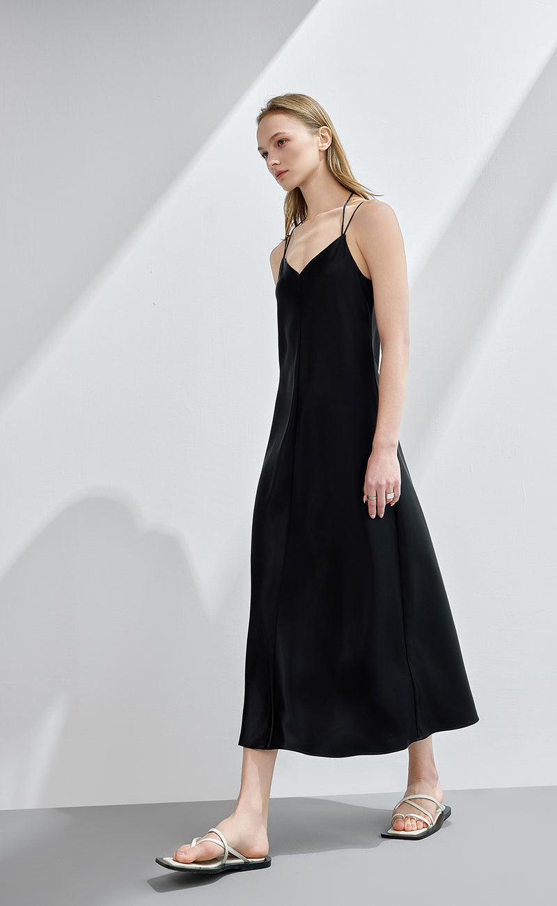 Strappy Satin Midi Dress