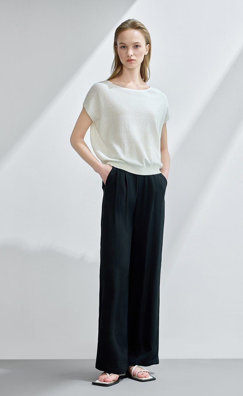 High Waist Satin Wide Leg Pants