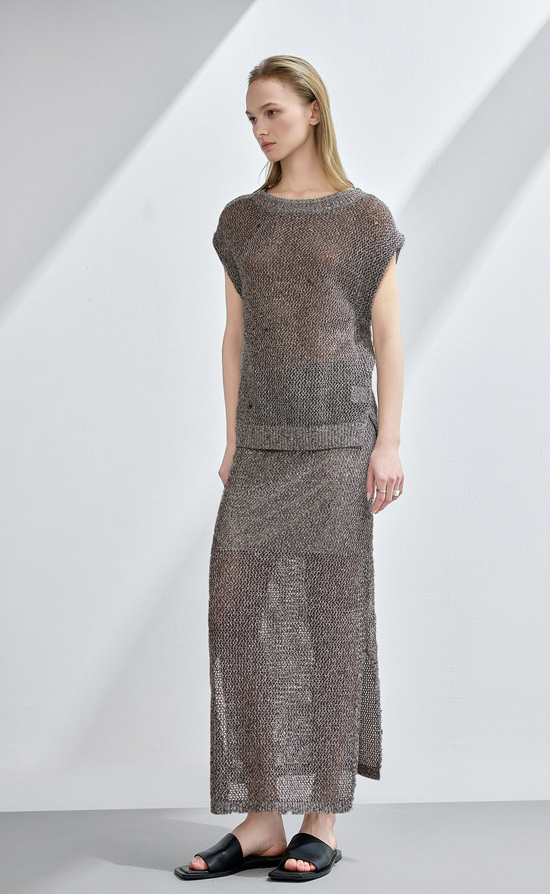 Mesh Stitches Sleeveless Sweater