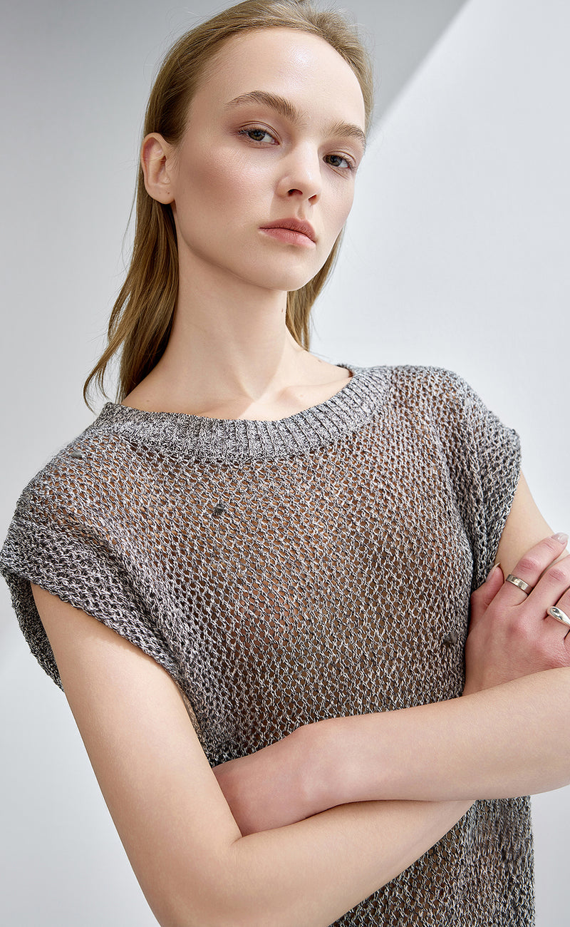 Mesh Stitches Sleeveless Sweater
