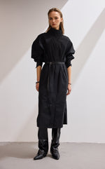 Mock Neck Belted Dress