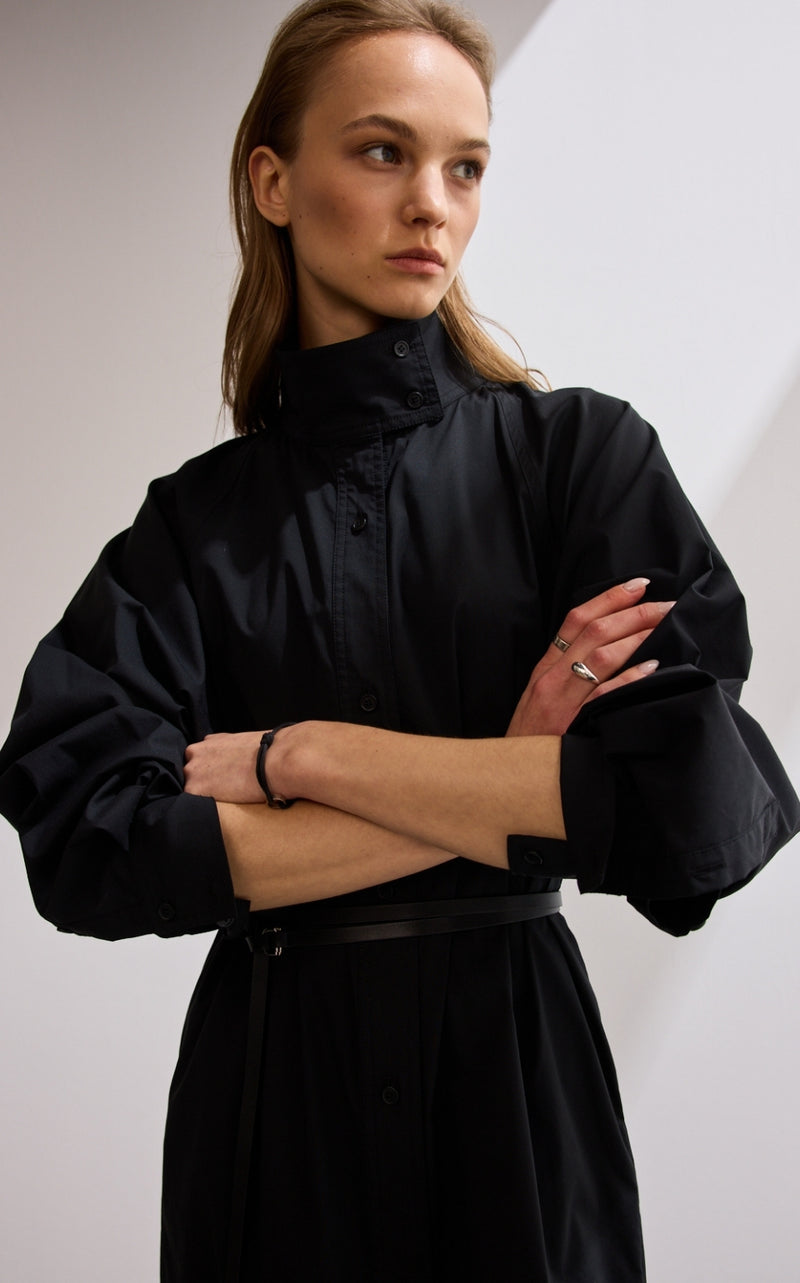 Mock Neck Belted Dress