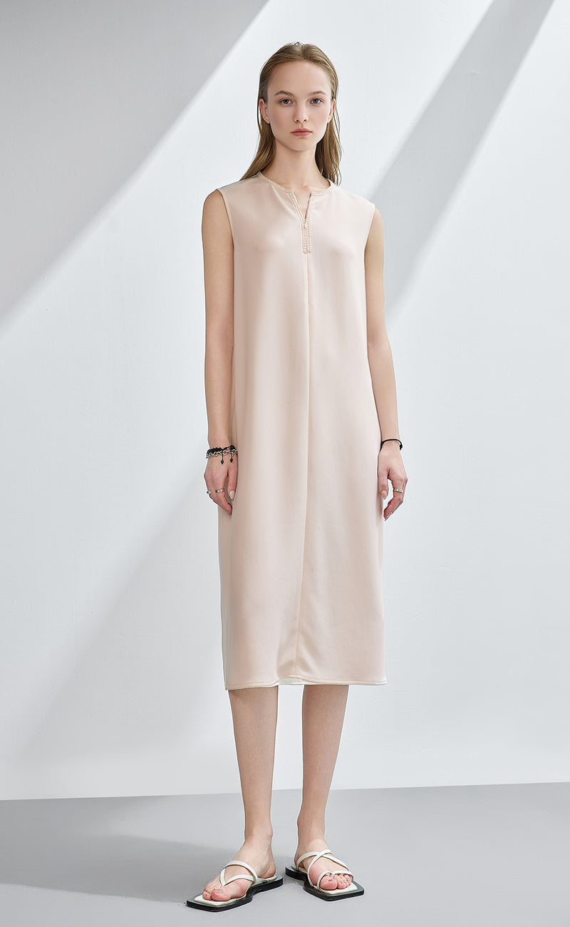 Embellishment Neck Trim Dress