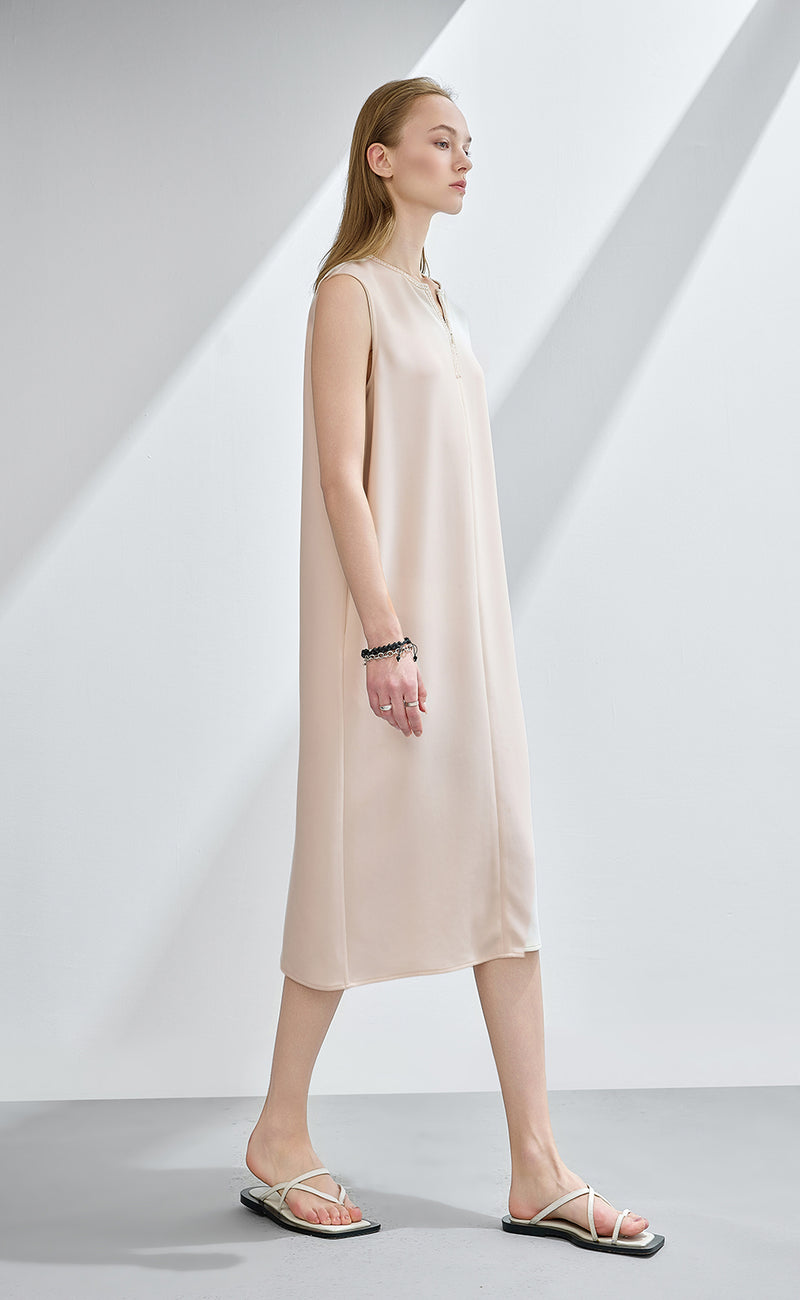 Embellishment Neck Trim Dress
