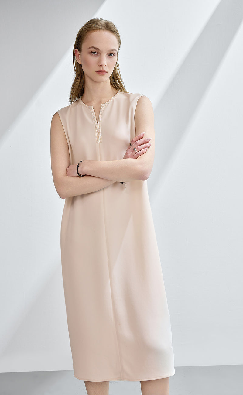 Embellishment Neck Trim Dress