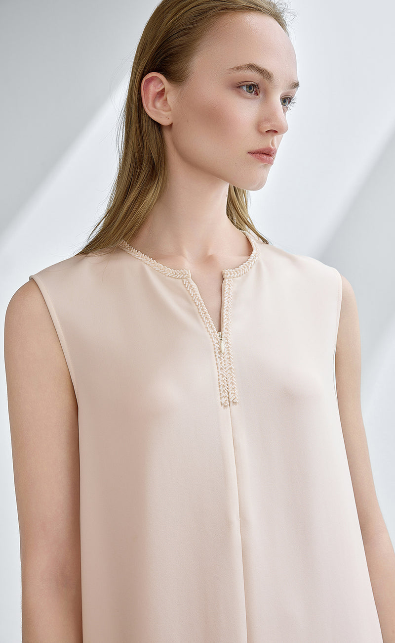 Embellishment Neck Trim Dress