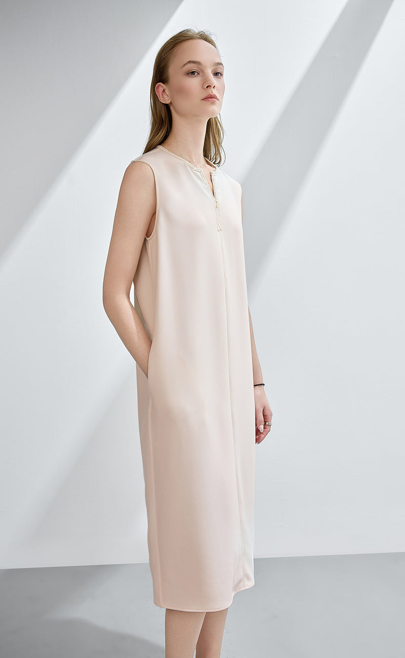 Embellishment Neck Trim Dress