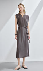 Silver Buckle Belted Dress