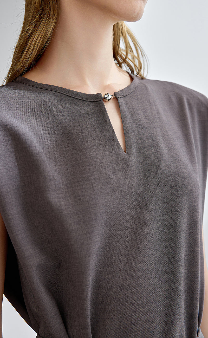 Silver Buckle Belted Dress