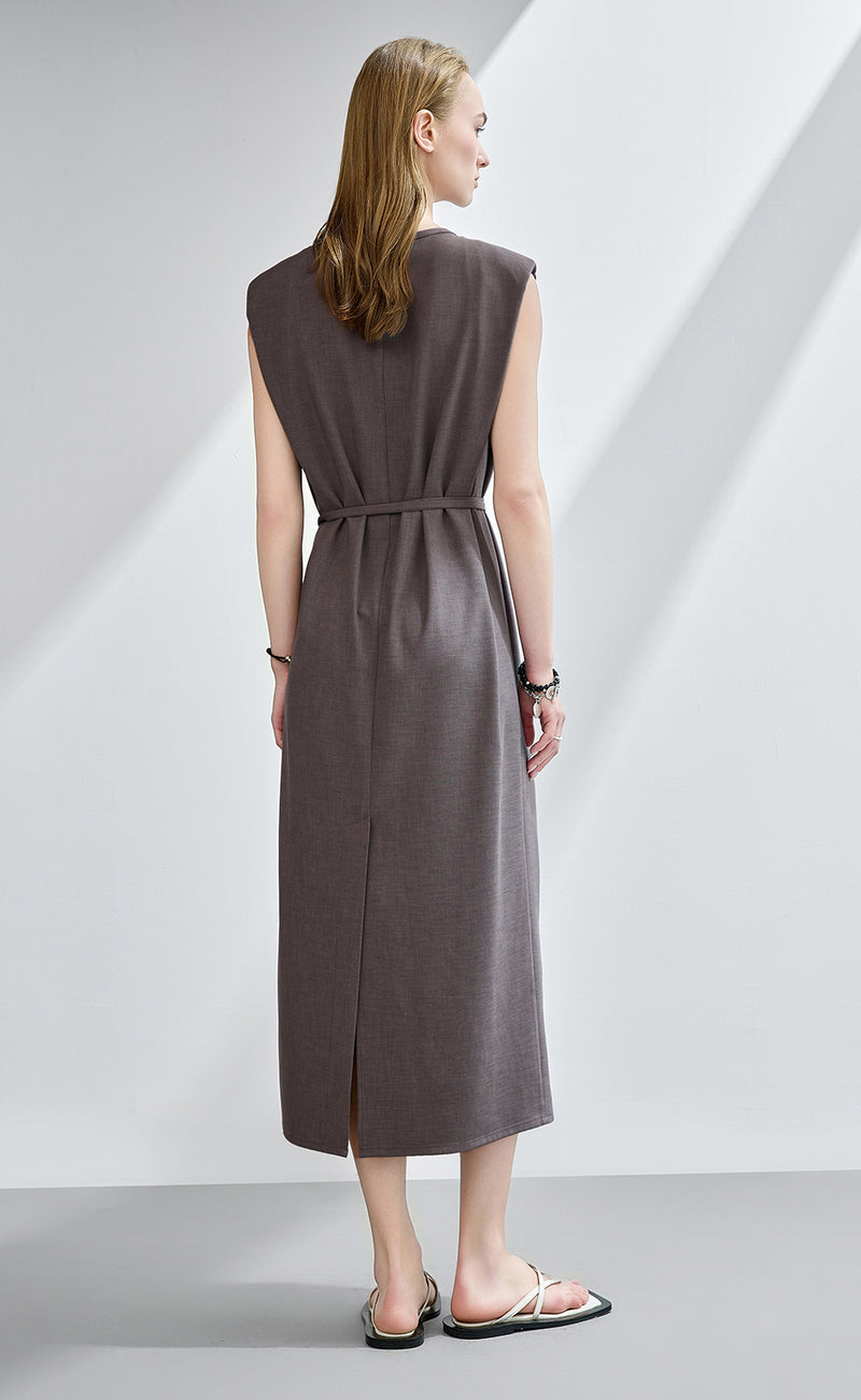 Silver Buckle Belted Dress