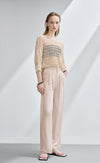 Boat Neck Sequine Pointelle Sweater