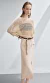Boat Neck Sequine Pointelle Sweater