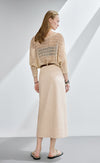 Boat Neck Sequine Pointelle Sweater