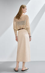 Boat Neck Sequine Pointelle Sweater
