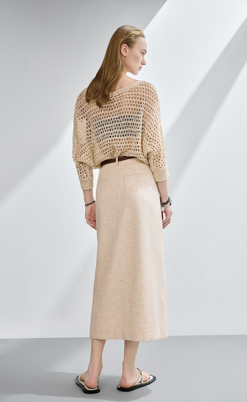 Boat Neck Sequine Pointelle Sweater