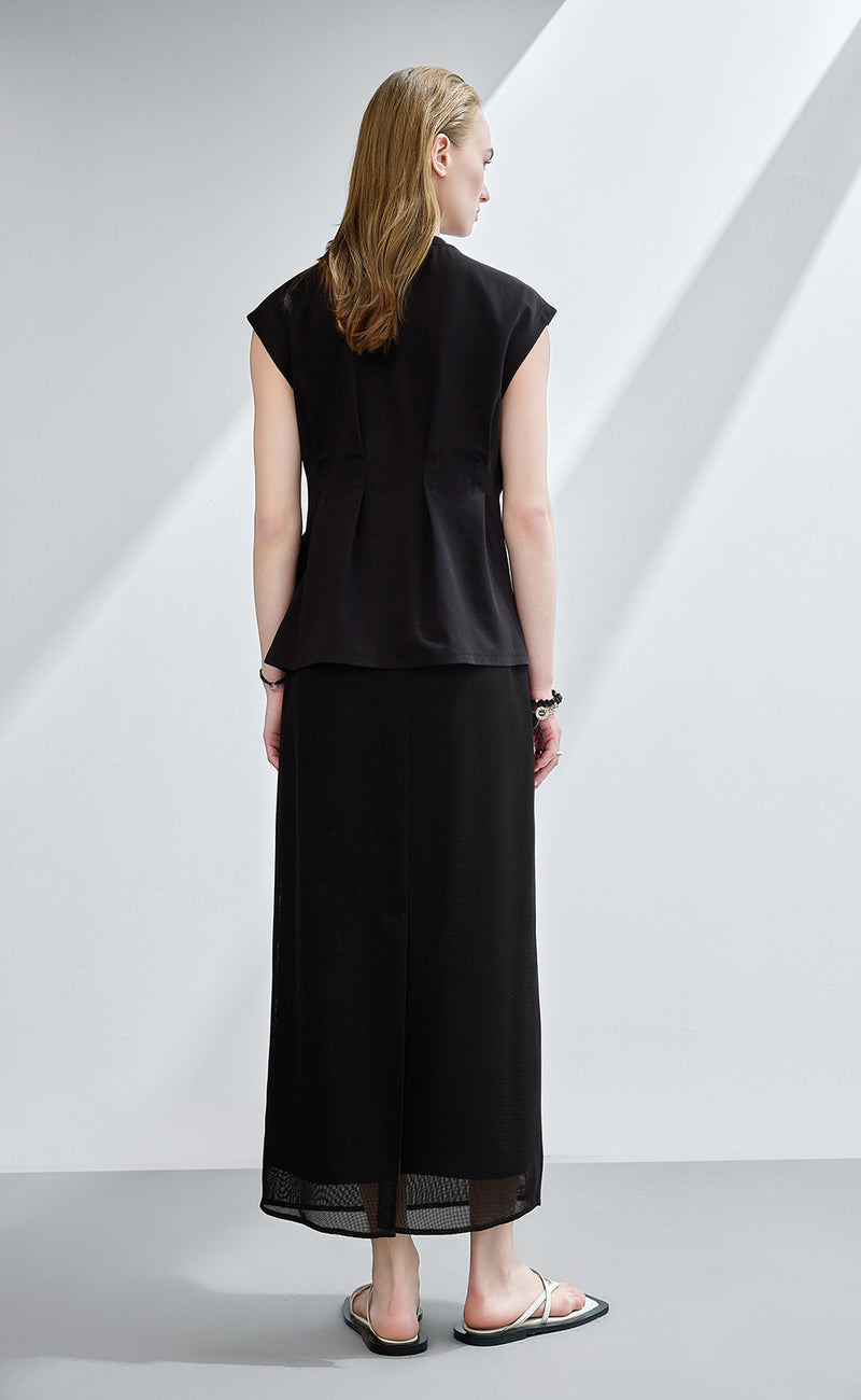 Elastic Waist Mesh Skirt