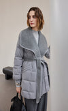 Woven Collar Wrap Down Coat