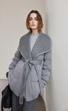 Woven Collar Wrap Down Coat