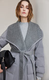 Woven Collar Wrap Down Coat