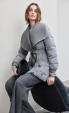 Woven Collar Wrap Down Coat