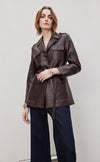 Belted Leather Blazer