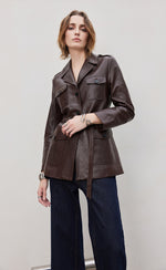 Belted Leather Blazer