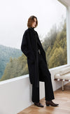 Leather Tipping Wool Coat