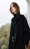 Leather Tipping Wool Coat