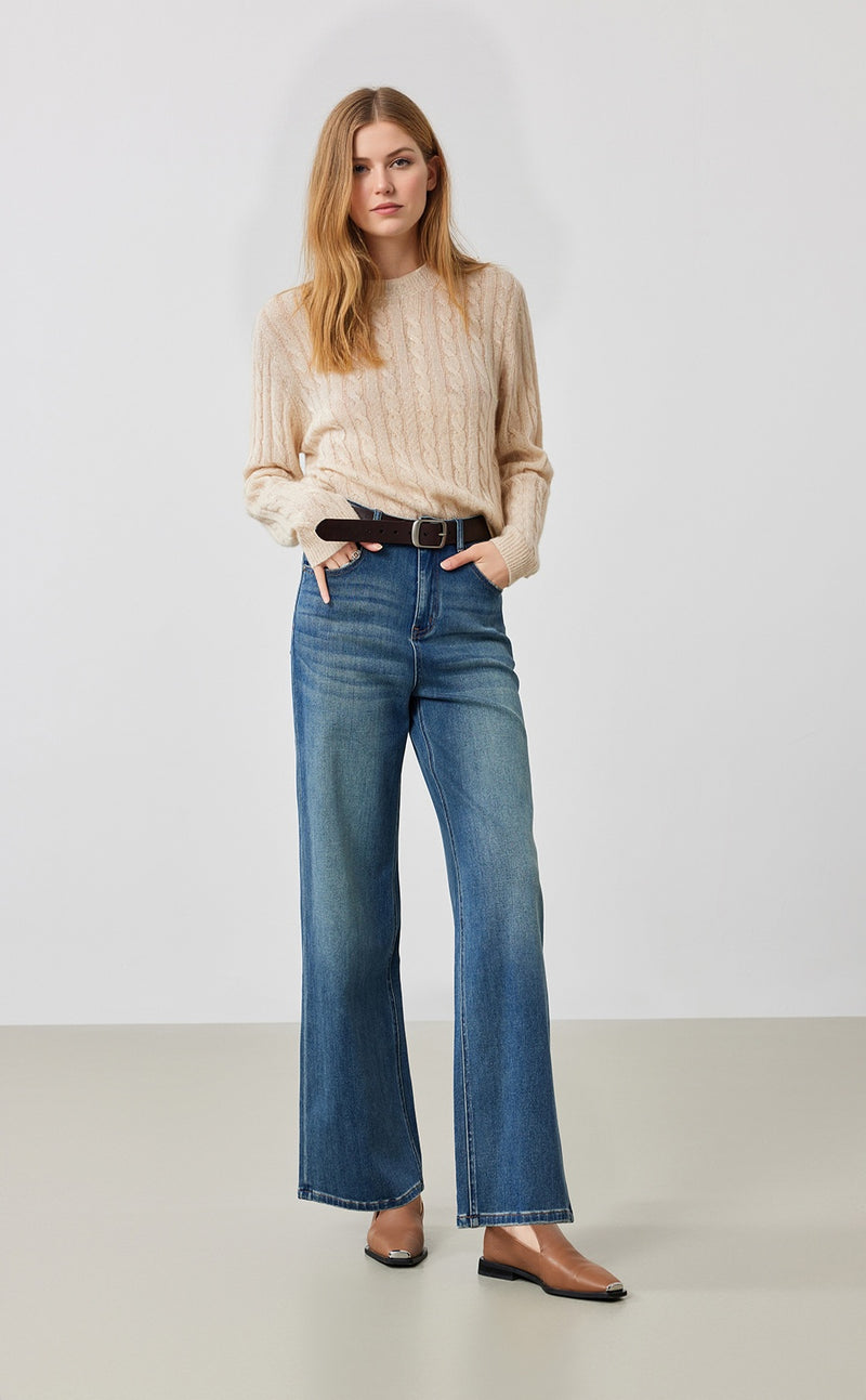 Contrast Waist Jeans