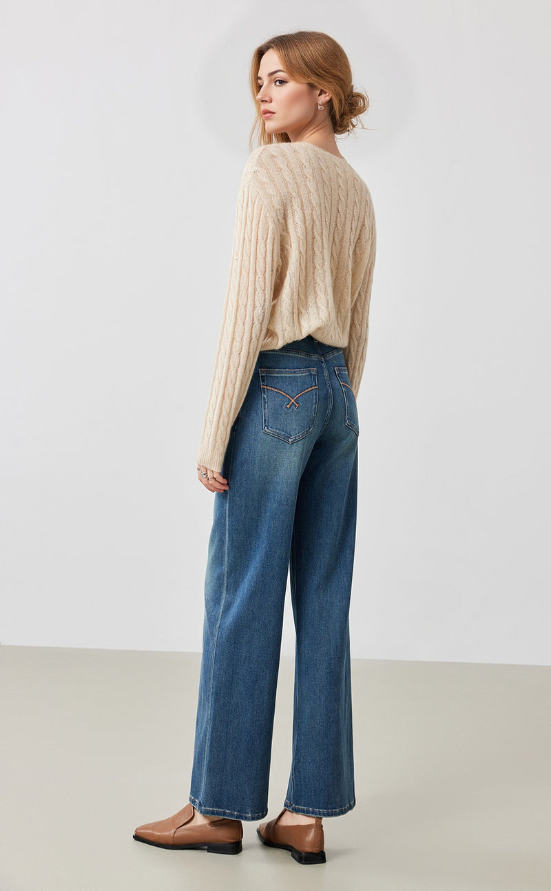 Contrast Waist Jeans