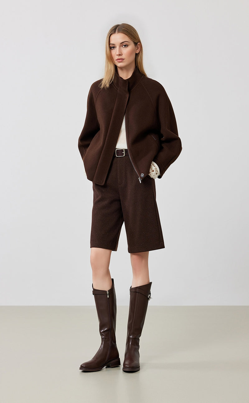 Mock Neck Wool Jacket