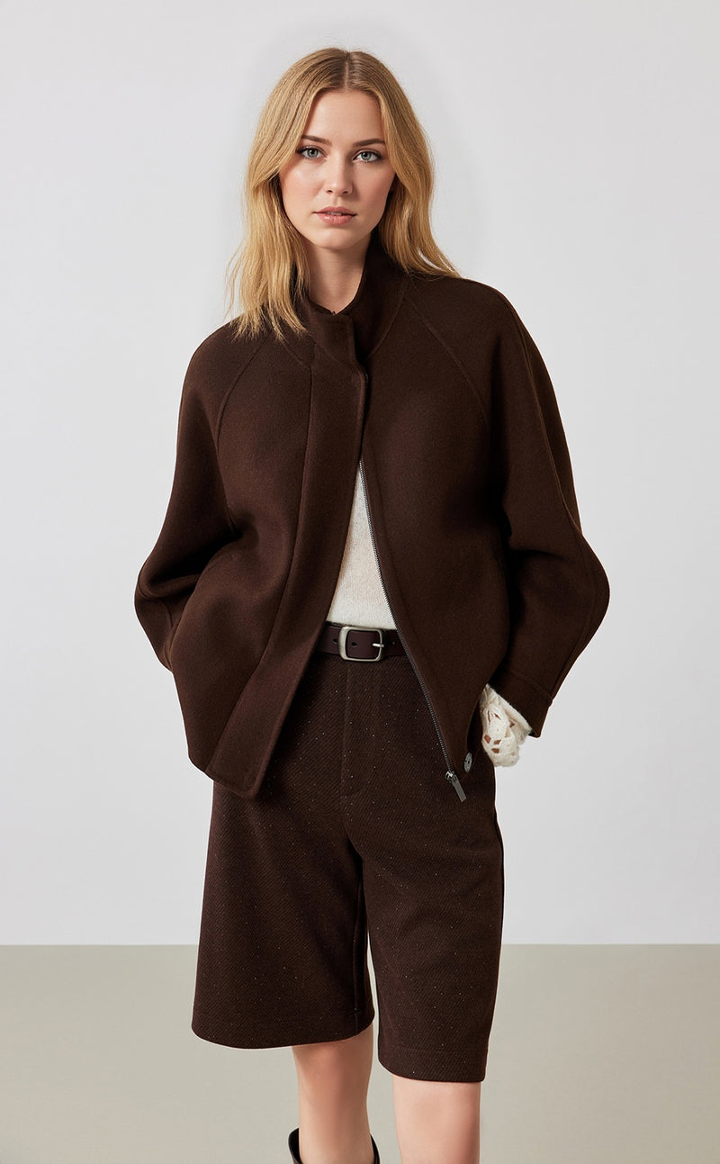 Mock Neck Wool Jacket