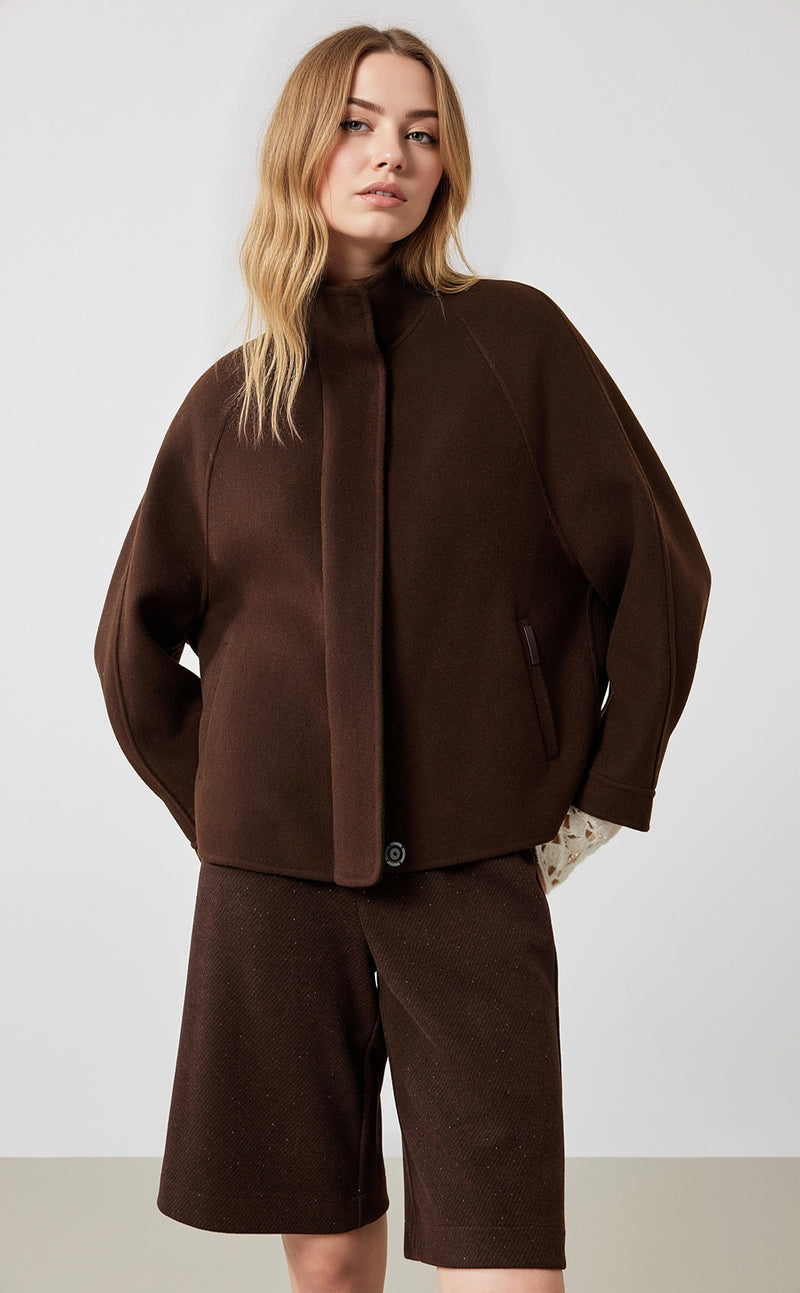 Mock Neck Wool Jacket