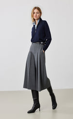 Belted Pleat Culottes Pants