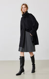 Leather Buckle Wool Coat