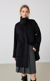 Leather Buckle Wool Coat