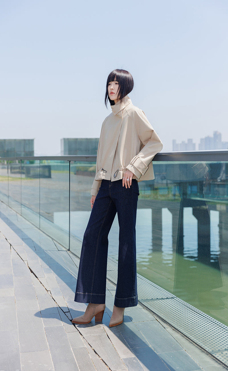 Mock Neck Drawstring Jacket