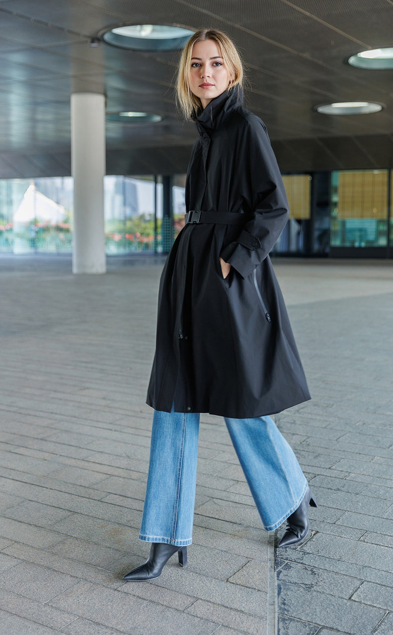 Belted Mock Neck Coat