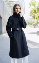 Belted Mock Neck Coat