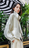 Mock Neck Drawstring Jacket