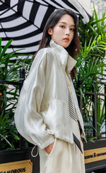 Mock Neck Drawstring Jacket
