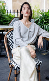 Asymmetical Neck Silk Blouses