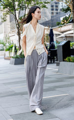 Contrast Waist Pleated Pants