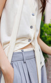 Contrast Waist Pleated Pants