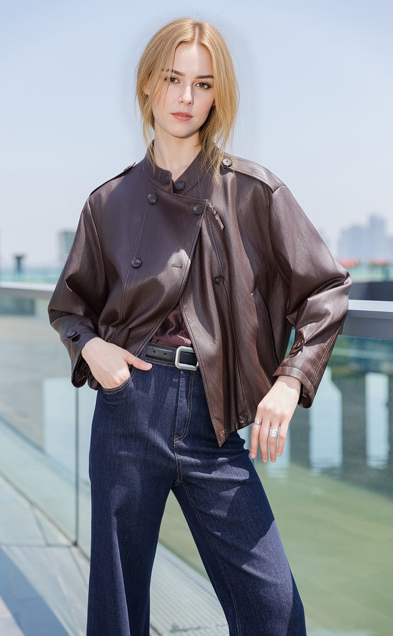 Double Breasted Leather Jacket