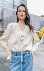 Flower Brooch Silk Blouses