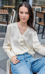 Flower Brooch Silk Blouses