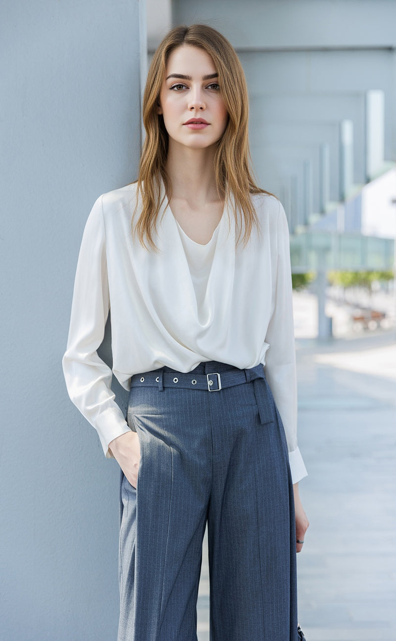 Pinstripe Wide Leg Pants